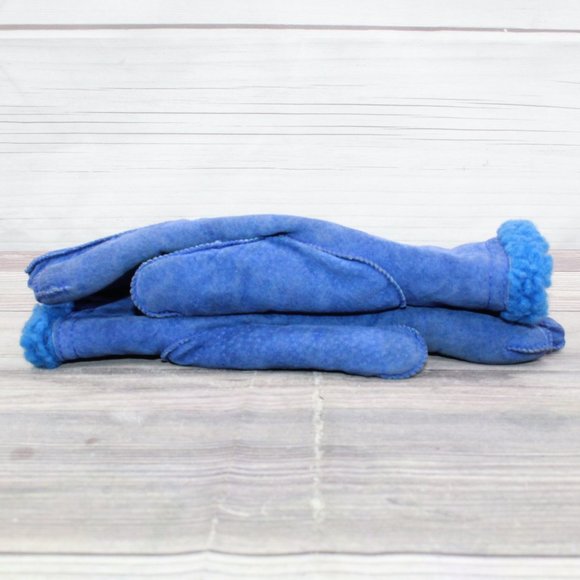 *Womens Blue Suede Polyester Lined Gloves Size M - Picture 5 of 8